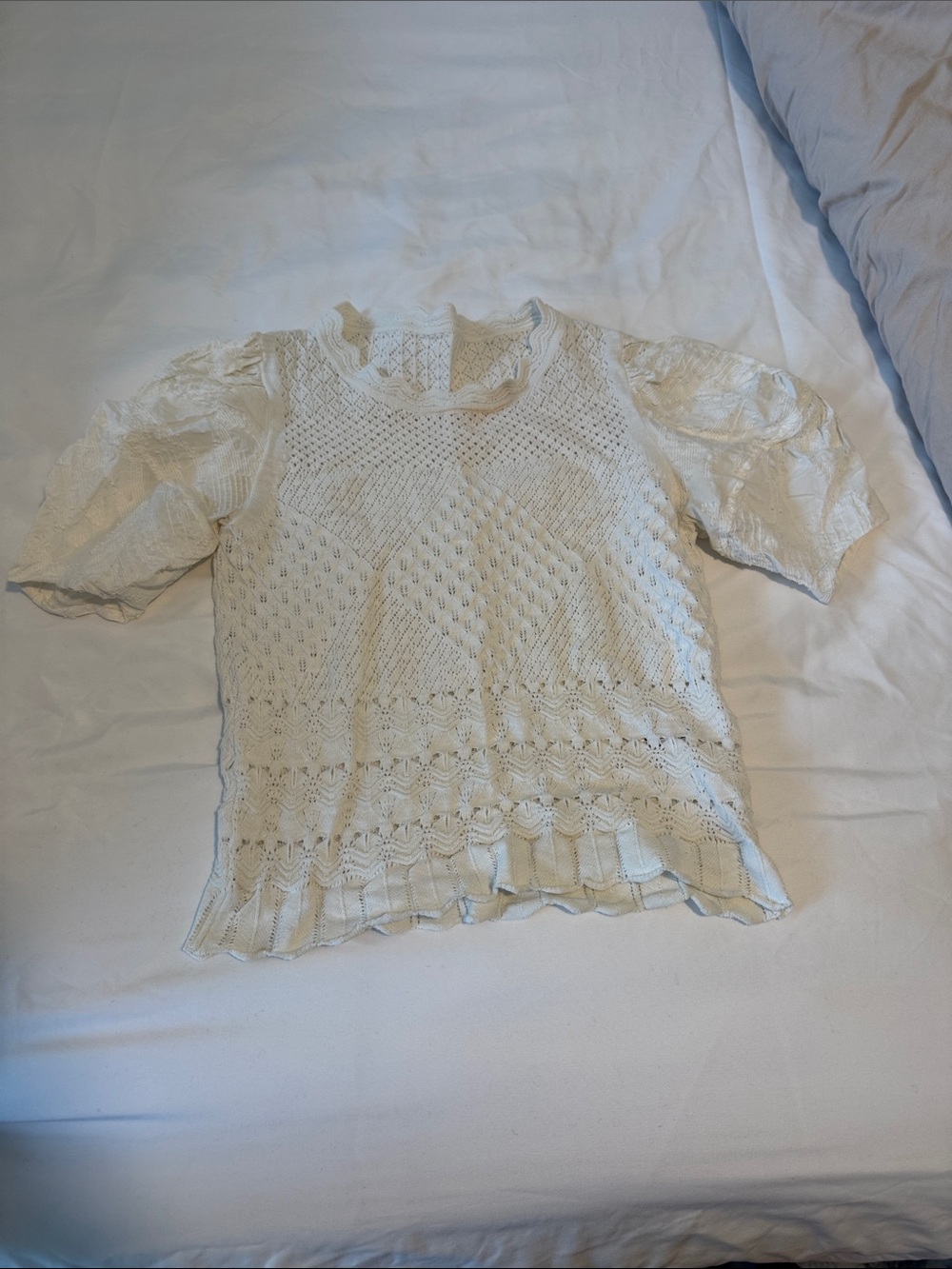 Rebecca Taylor Mixed Media Pointelle Top